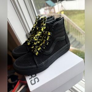 Vans Black High-Top Sneakers with Yellow Laces